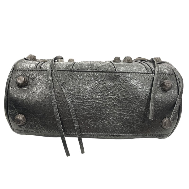 BALENCIAGA 巴黎世家 BLACK Le CAGOLE 圓筒包 皮革 鐵灰色 鎳色釦-5