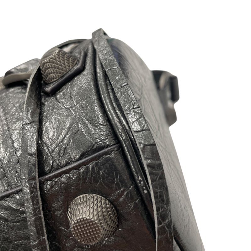 BALENCIAGA 巴黎世家 BLACK Le CAGOLE 圓筒包 皮革 鐵灰色 鎳色釦-7