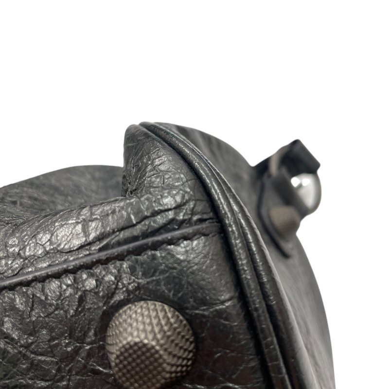 BALENCIAGA 巴黎世家 BLACK Le CAGOLE 圓筒包 皮革 鐵灰色 鎳色釦-9