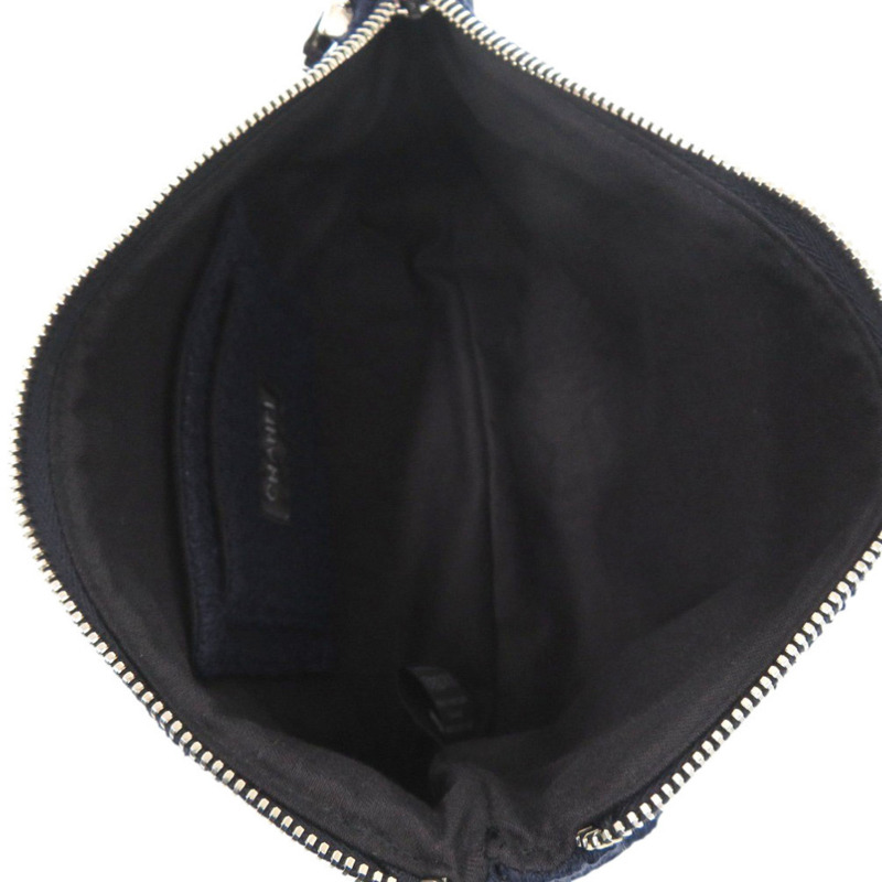 近全新香奈兒三件式旅行套裝，包括髮帶、髮圈和收納袋，棉質，藏藍色，0541 CHANEL-2