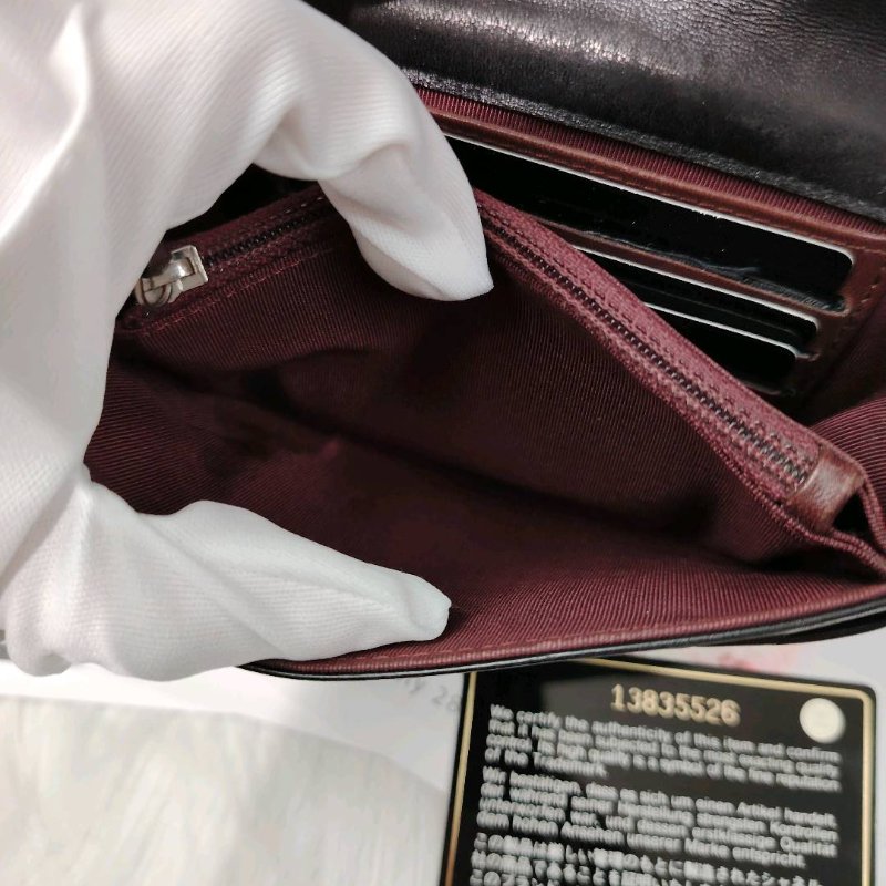 Chanel 黑銀 小羊皮 銀包 13開-8