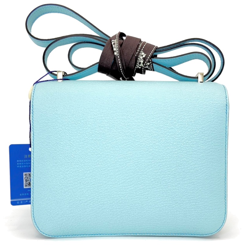 ［3958］Hermès 愛馬仕 Constance 19 糖果藍 斜背包 山羊皮 金扣-1