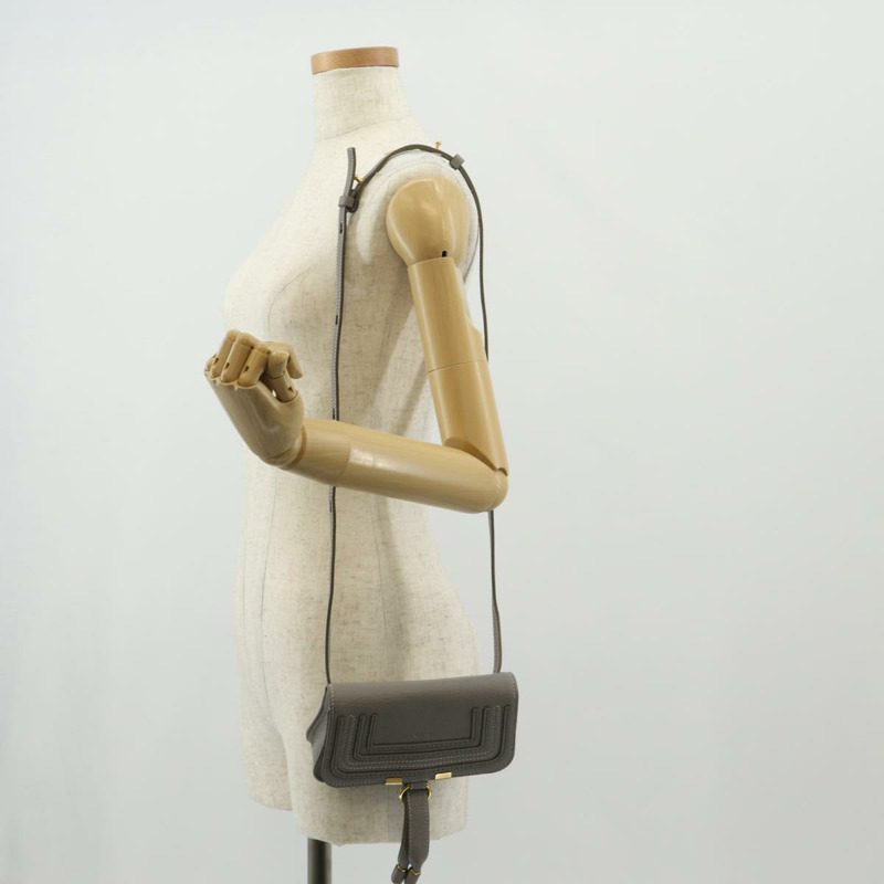 【日本直送】Chloe Mercy 腰包 皮革 灰色 金色 正品 BA7542-24