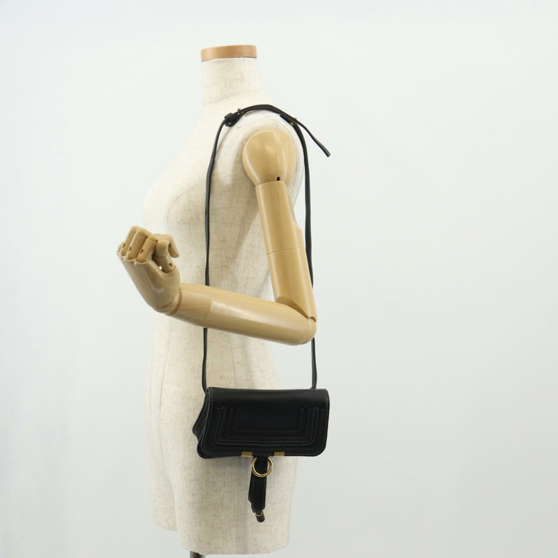 【日本直送】Chloe Mercy 腰包 皮革 黑色 金色 正品 BA7541-24