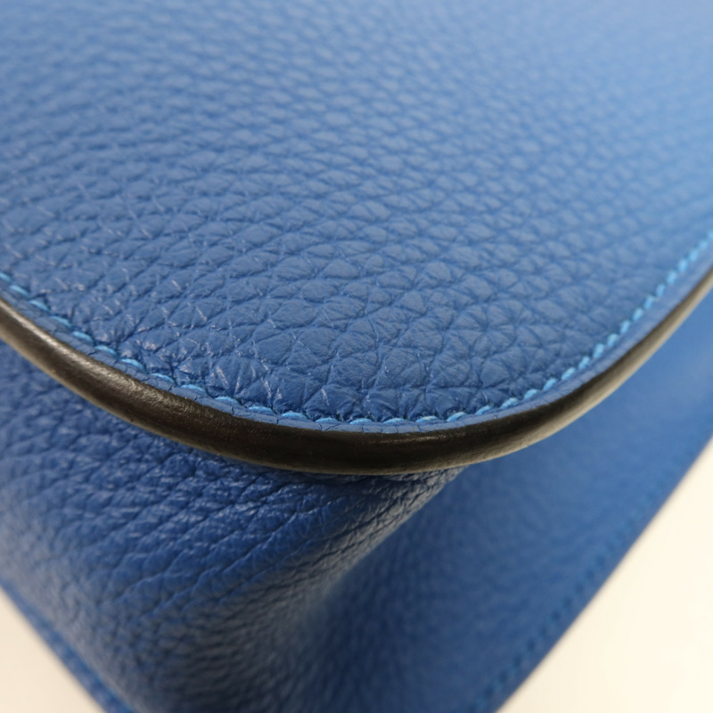 HERMES Clemence皮革/Swift皮革Halzan 25銀扣手挽肩背兩用袋Mykonos-7