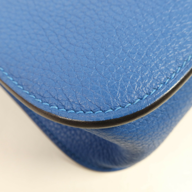 HERMES Clemence皮革/Swift皮革Halzan 25銀扣手挽肩背兩用袋Mykonos-8