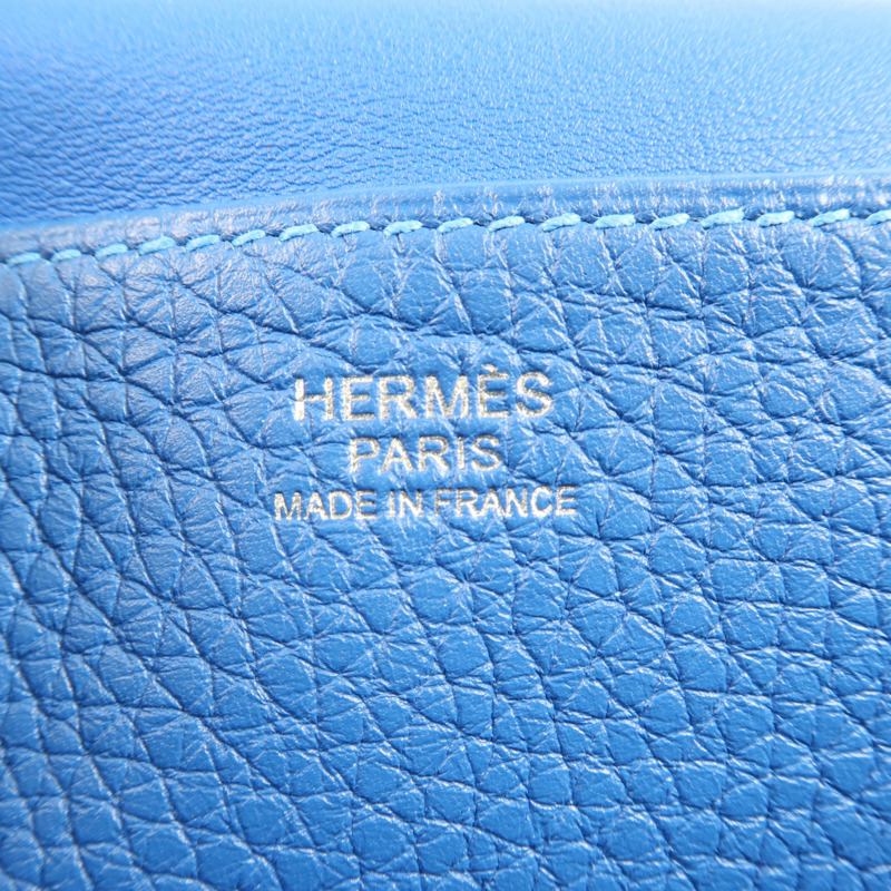 HERMES Clemence皮革/Swift皮革Halzan 25銀扣手挽肩背兩用袋Mykonos-11