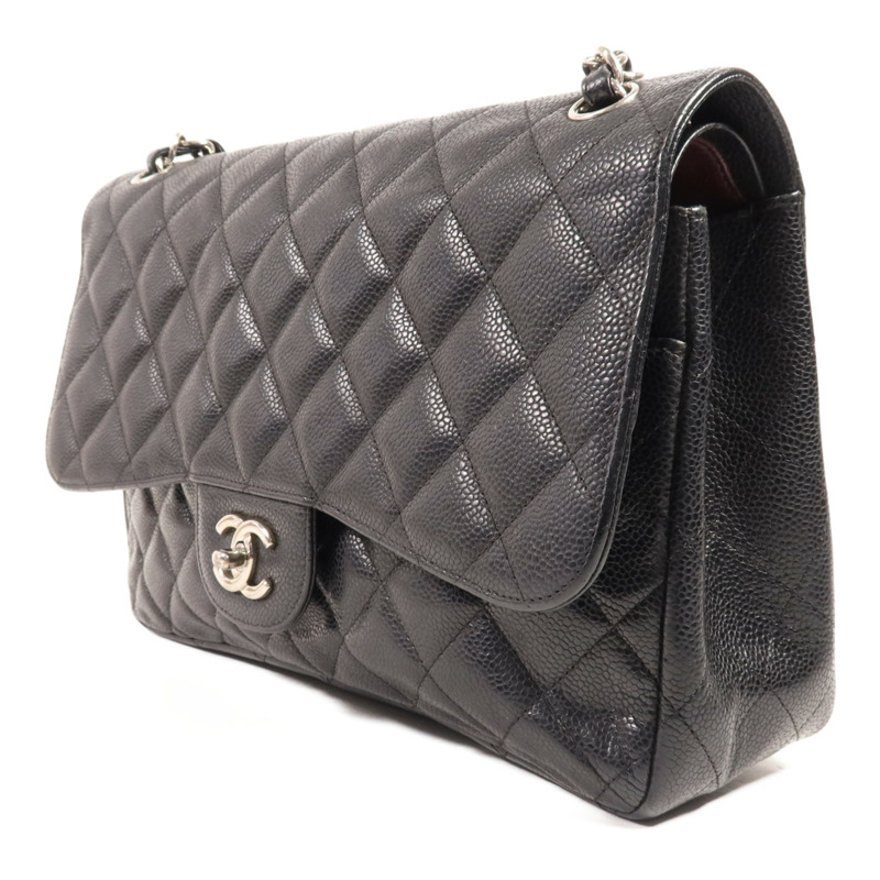 CHANEL 牛皮皮革Large Classic銀扣鏈帶肩背袋-2