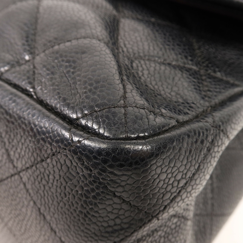 CHANEL 牛皮皮革Large Classic銀扣鏈帶肩背袋-5