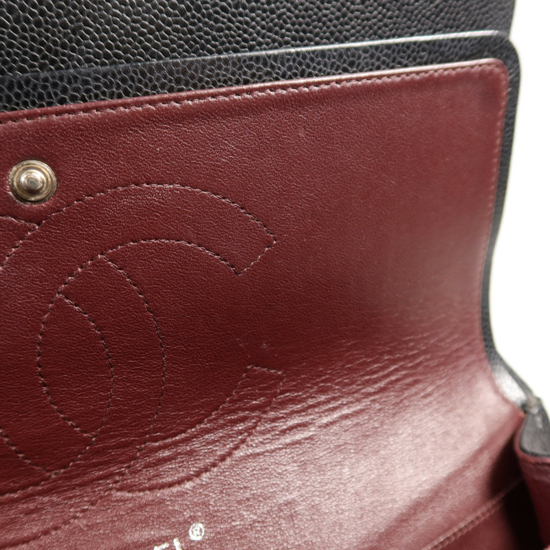 CHANEL 牛皮皮革Large Classic銀扣鏈帶肩背袋-13