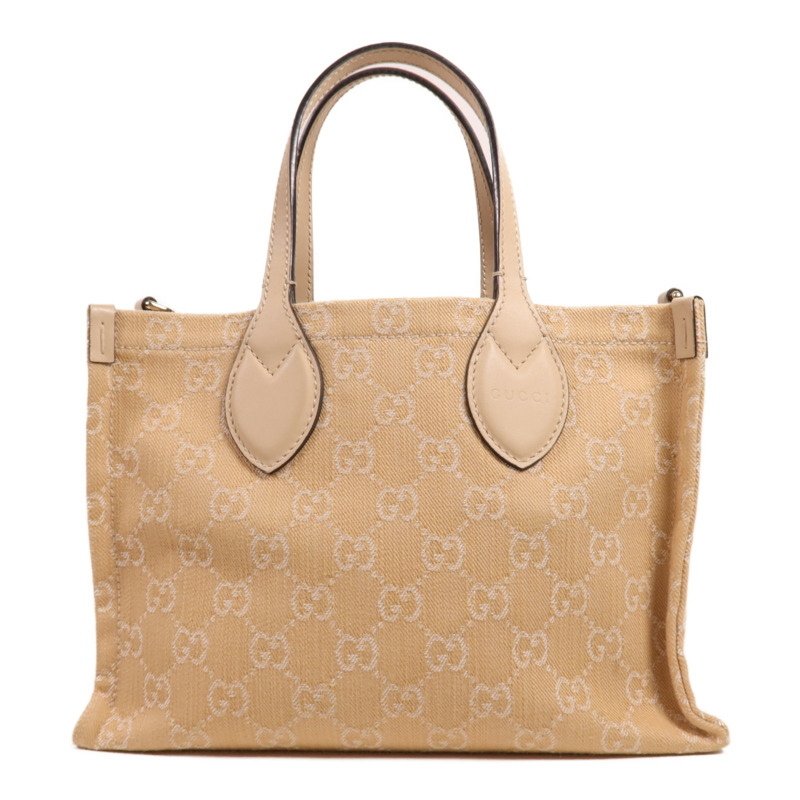 GUCCI 帆布2 Way Shoulder金扣手挽肩背兩用袋-1