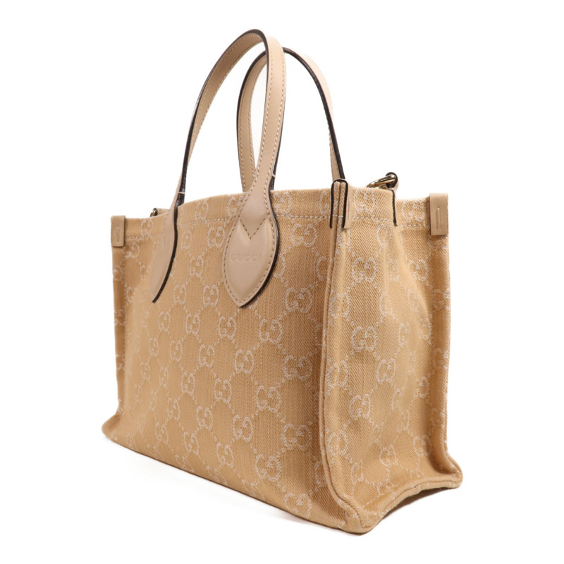 GUCCI 帆布2 Way Shoulder金扣手挽肩背兩用袋-2