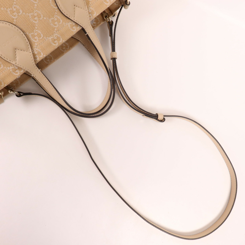 GUCCI 帆布2 Way Shoulder金扣手挽肩背兩用袋-4