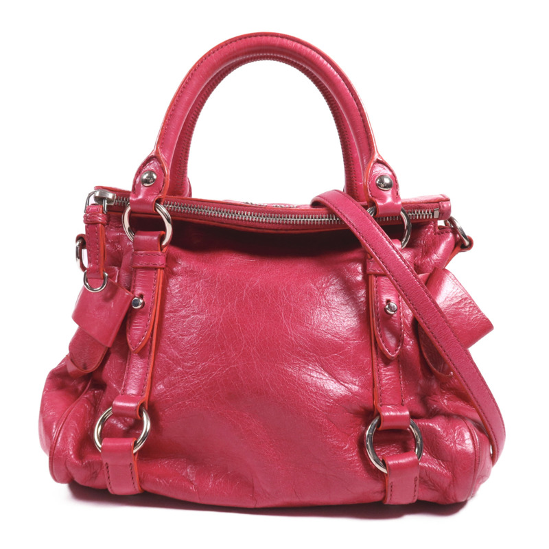 Miu Miu 牛皮皮革2 Way Shoulder銀扣手挽肩背兩用袋-0