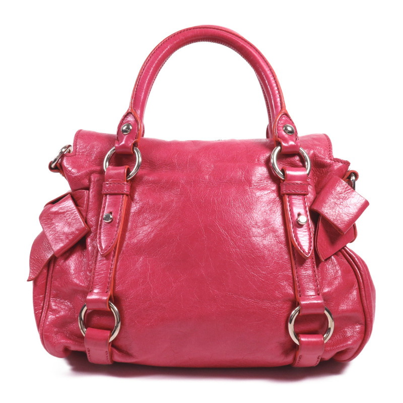 Miu Miu 牛皮皮革2 Way Shoulder銀扣手挽肩背兩用袋-1