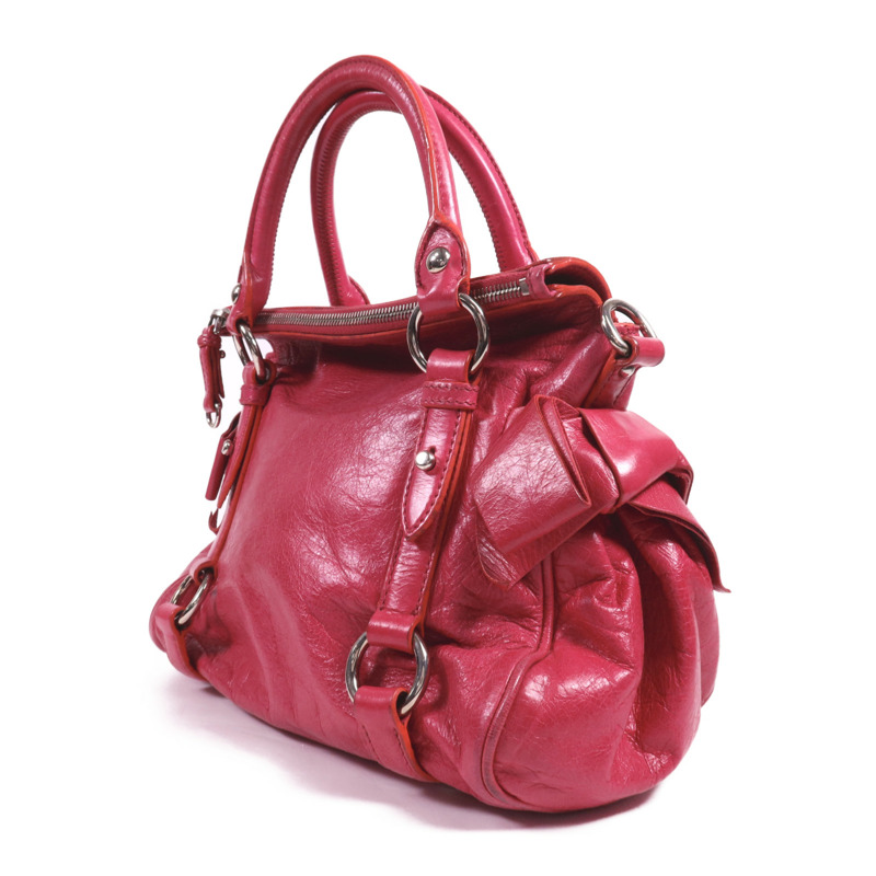 Miu Miu 牛皮皮革2 Way Shoulder銀扣手挽肩背兩用袋-2