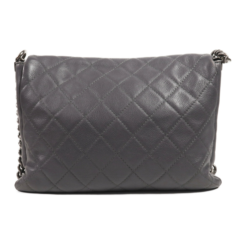 CHANEL 牛皮皮革Chain Shoulder銀扣肩背袋-1