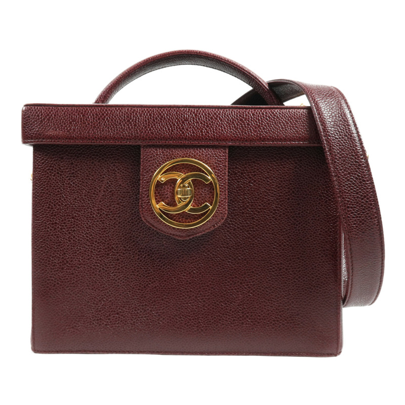 CHANEL 牛皮皮革2Way Shoulder Bag金扣手挽肩背兩用袋-0