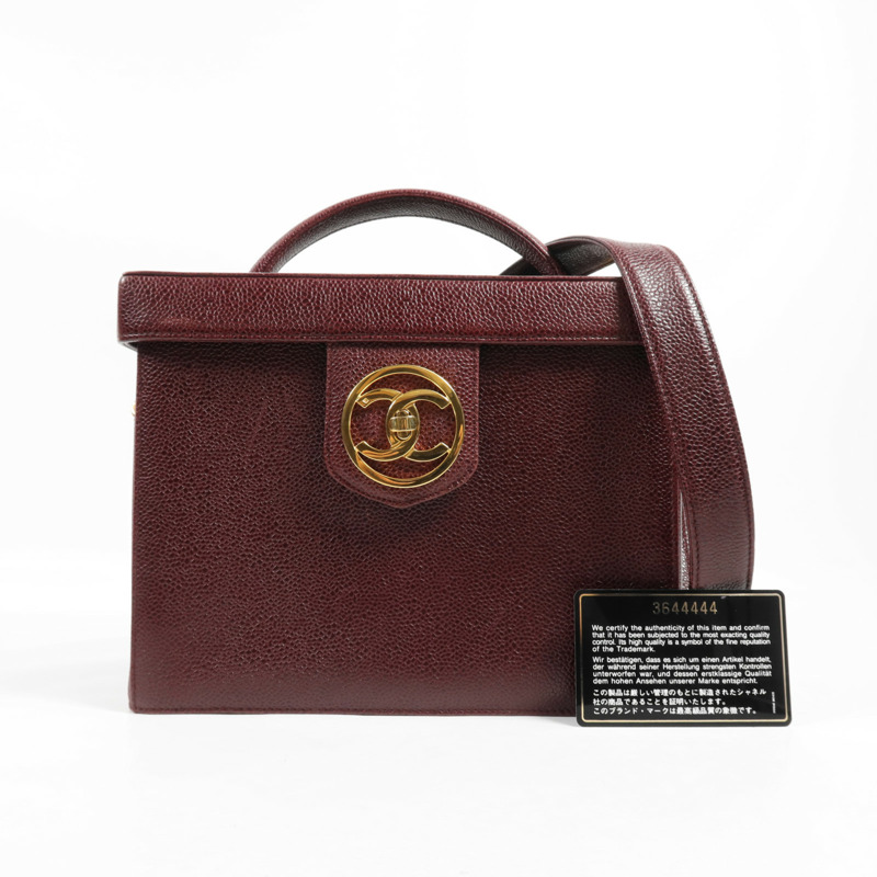 CHANEL 牛皮皮革2Way Shoulder Bag金扣手挽肩背兩用袋-17