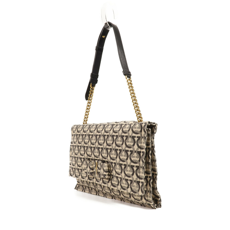 Salvatore Ferragamo 帆布Viva Bow金扣肩背袋-2