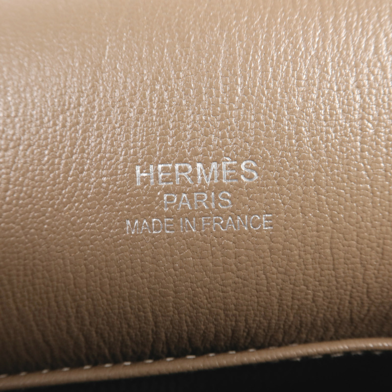 HERMES Clemence皮革Jypsiere 37銀扣肩背袋Etoupe-11