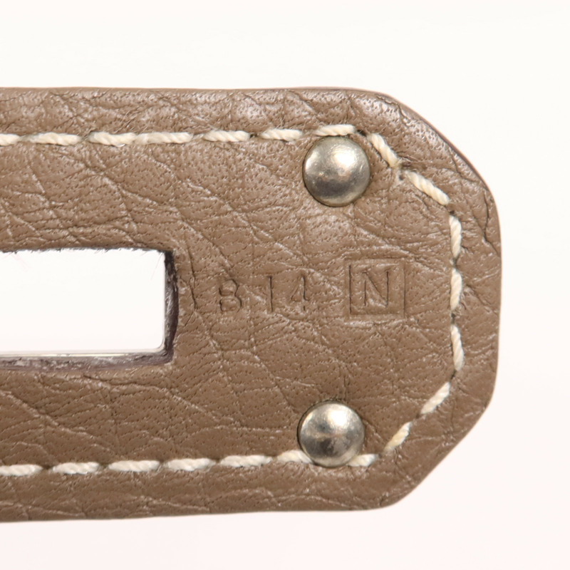 HERMES Clemence皮革Jypsiere 37銀扣肩背袋Etoupe-12