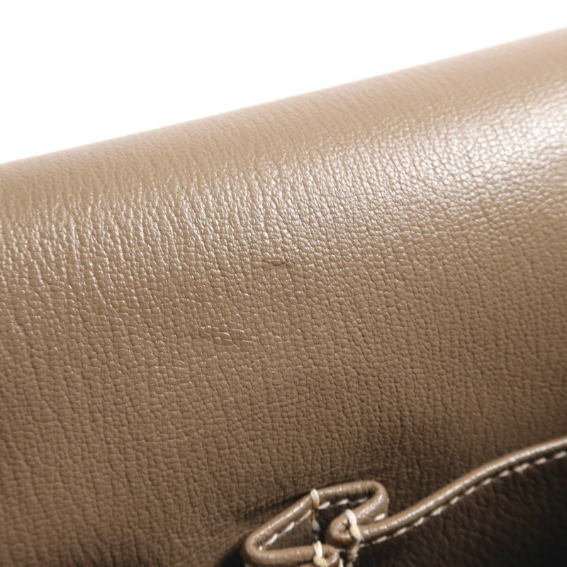 HERMES Clemence皮革Jypsiere 37銀扣肩背袋Etoupe-13