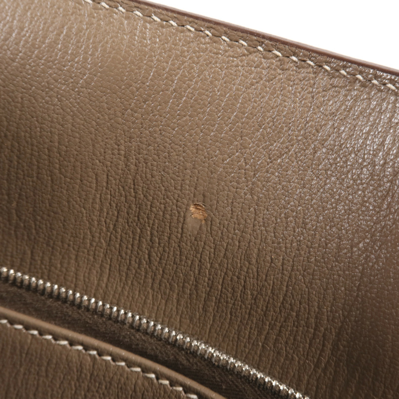 HERMES Clemence皮革Jypsiere 37銀扣肩背袋Etoupe-14