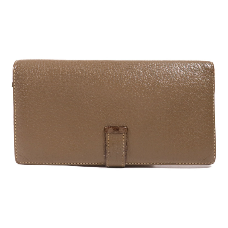 HERMES Chevre皮革Bearn Wallet金扣長錢包Etoupe-1