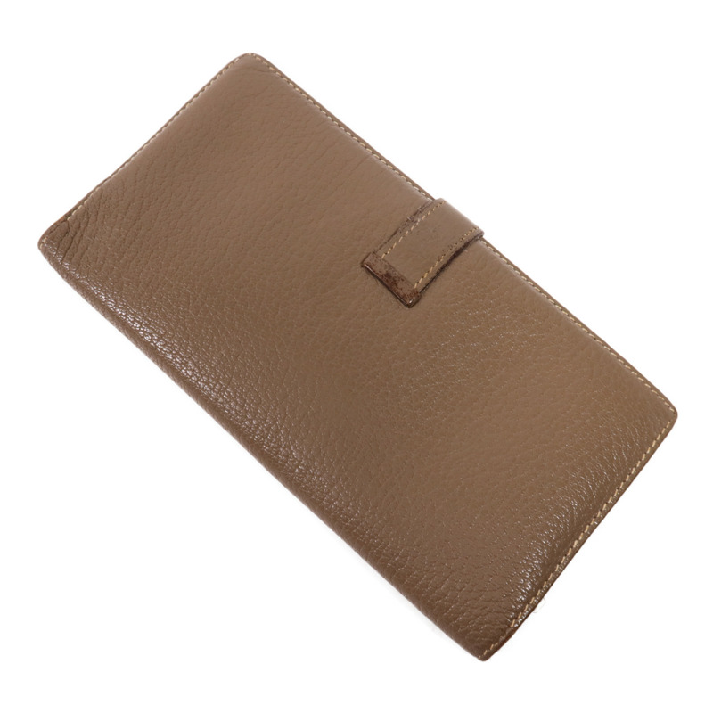 HERMES Chevre皮革Bearn Wallet金扣長錢包Etoupe-3
