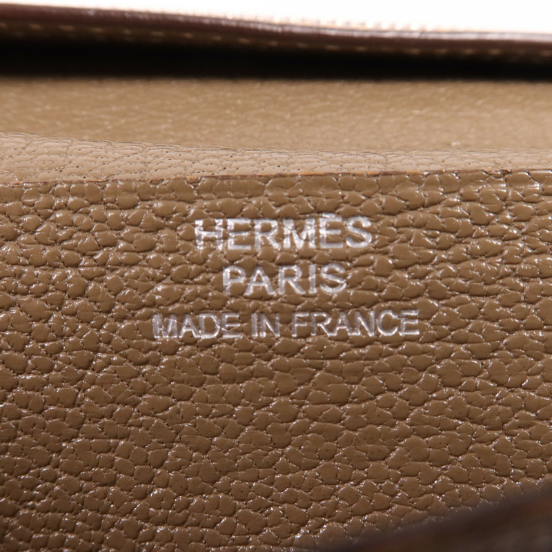 HERMES Chevre皮革Bearn Wallet金扣長錢包Etoupe-5