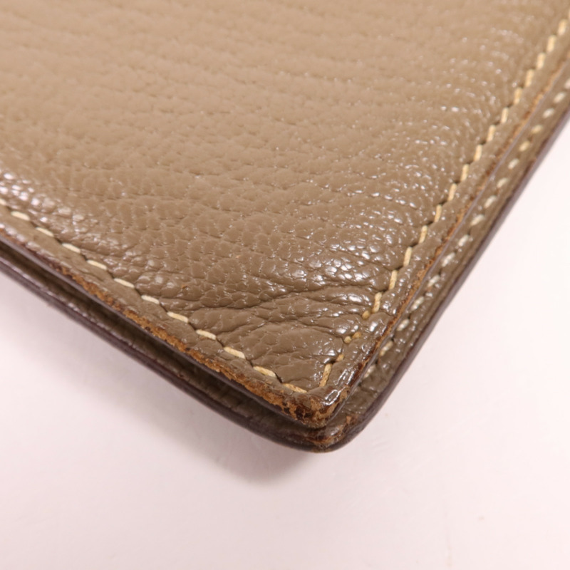 HERMES Chevre皮革Bearn Wallet金扣長錢包Etoupe-9