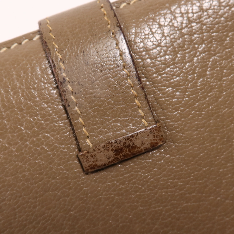 HERMES Chevre皮革Bearn Wallet金扣長錢包Etoupe-15