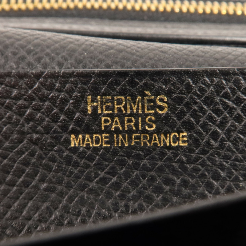 HERMES Epsom皮革Bearn Wallet金扣長錢包Noir-5