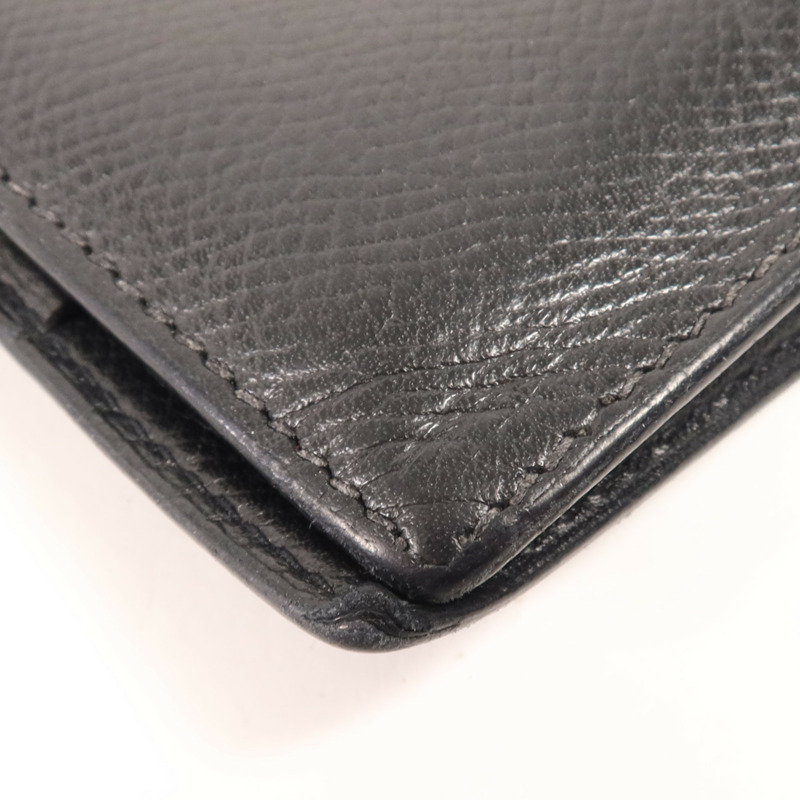 HERMES Epsom皮革Bearn Wallet金扣長錢包Noir-8