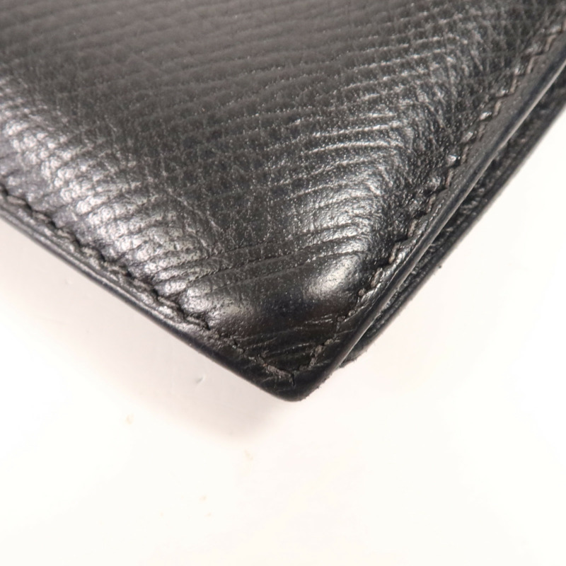 HERMES Epsom皮革Bearn Wallet金扣長錢包Noir-10