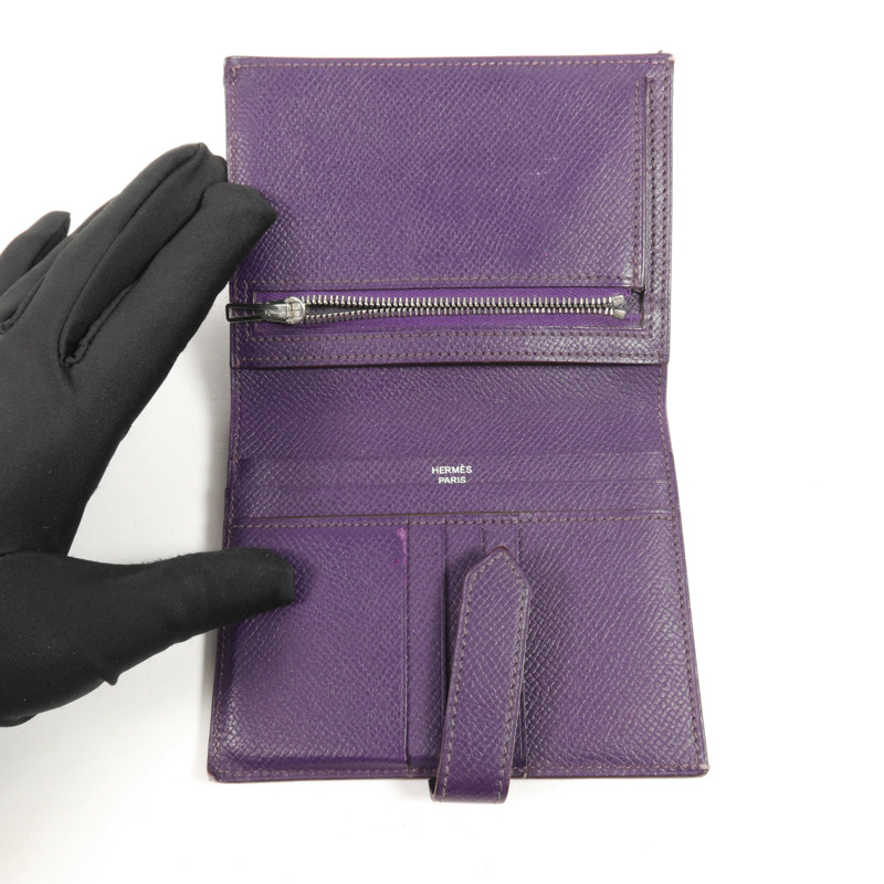 HERMES Epsom皮革Bearn Compact Wallet銀扣錢包-4