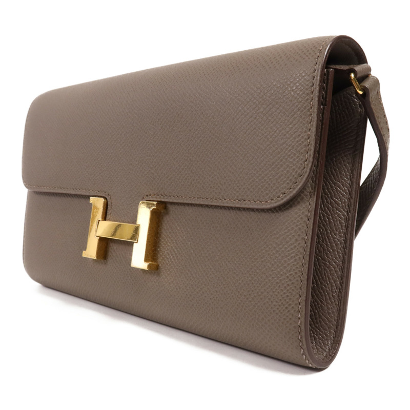 HERMES Epsom皮革Constance To Go金扣肩背袋Etain-2