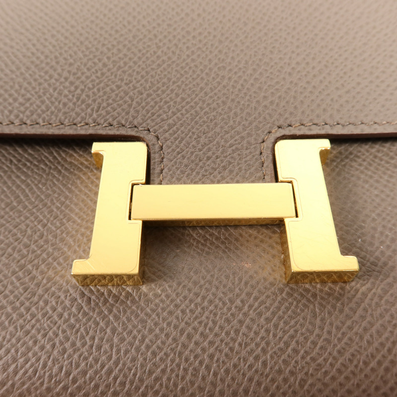 HERMES Epsom皮革Constance To Go金扣肩背袋Etain-9