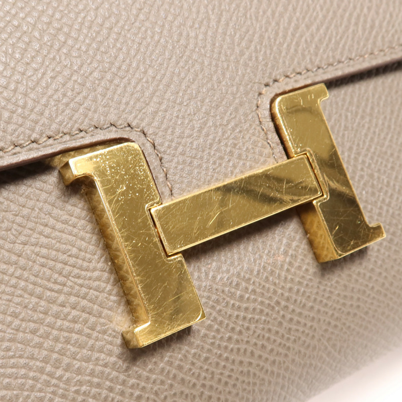 HERMES Epsom皮革Constance To Go金扣肩背袋Etain-13