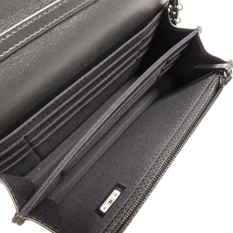 CHANEL 牛皮皮革Wallet On Chain鏈帶肩背袋-9
