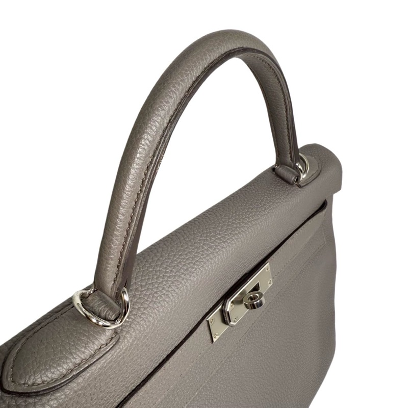［4254］Hermès 愛馬仕 Kelly 32 錫器灰 手提包 TOGO皮 銀扣-7