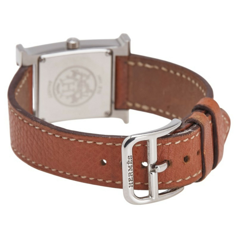 愛馬仕 H 系列腕錶 HH1.210 石英銀色錶盤不鏽鋼皮革女士腕錶-2