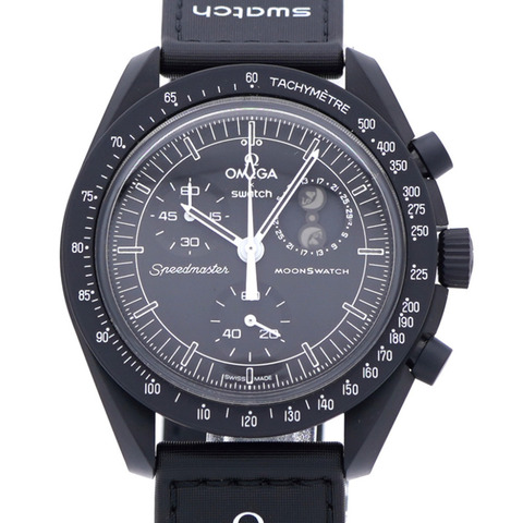 全新歐米茄石英 x Swatch 聯名款「登月計畫」史努比超霸系列 S033B700 腕錶，尼龍/生物陶瓷白色錶帶，1752 歐米茄男士腕錶