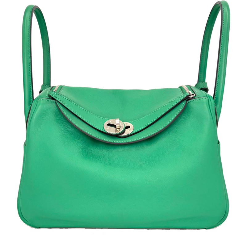 ［3072］Hermès 愛馬仕 Lindy 26 薄荷綠 手提包 SW皮 銀扣-0