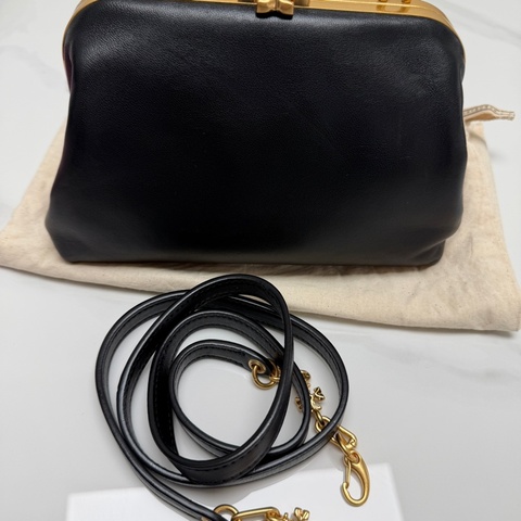 97新閑置品 Tory Burch黑金全皮雲朵包