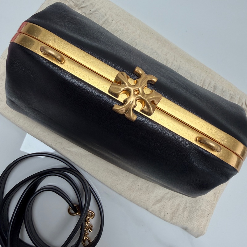 97新閑置品 Tory Burch黑金全皮雲朵包-2