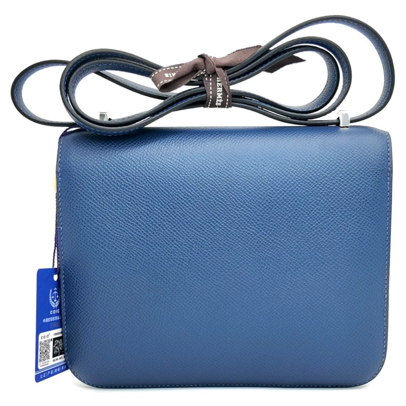 ［3659］Hermès 愛馬仕 Constance 24 明藍色 斜背包 EV皮 銀扣-1