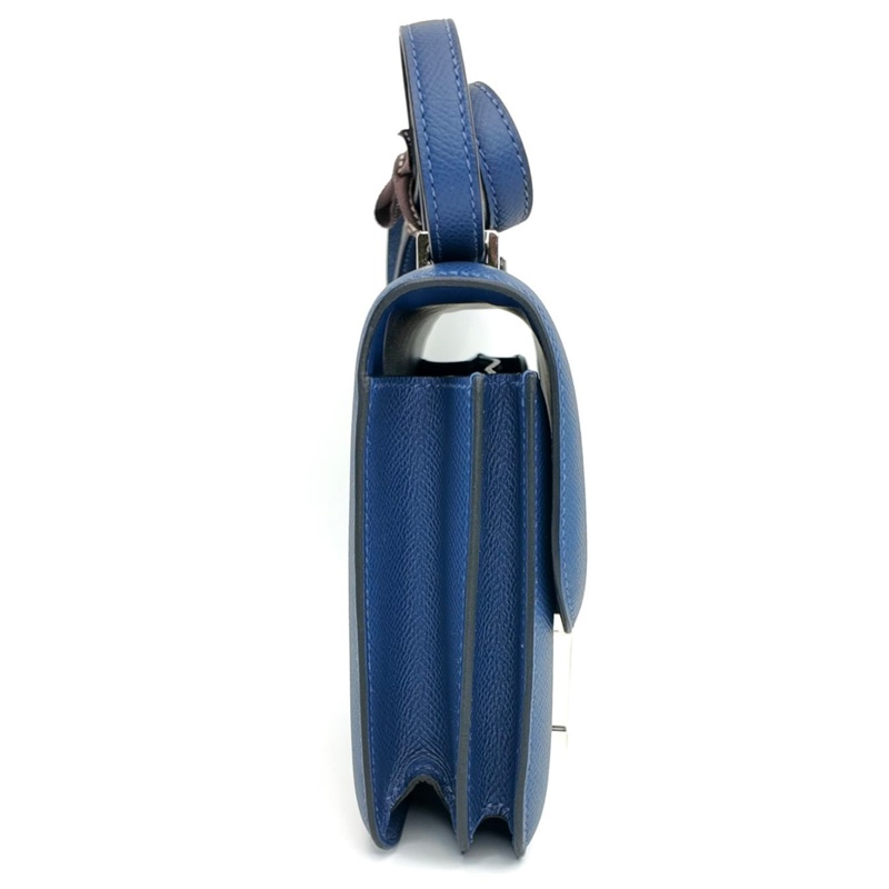 ［3659］Hermès 愛馬仕 Constance 24 明藍色 斜背包 EV皮 銀扣-2