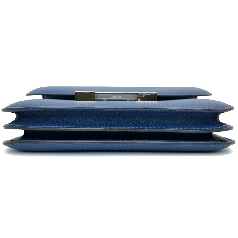 ［3659］Hermès 愛馬仕 Constance 24 明藍色 斜背包 EV皮 銀扣-4